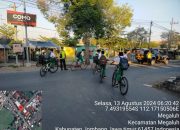 Anggota Polsek Megaluh melaksanakan kring pagi membantu kelancaran masyarakat dalam berlalulintas